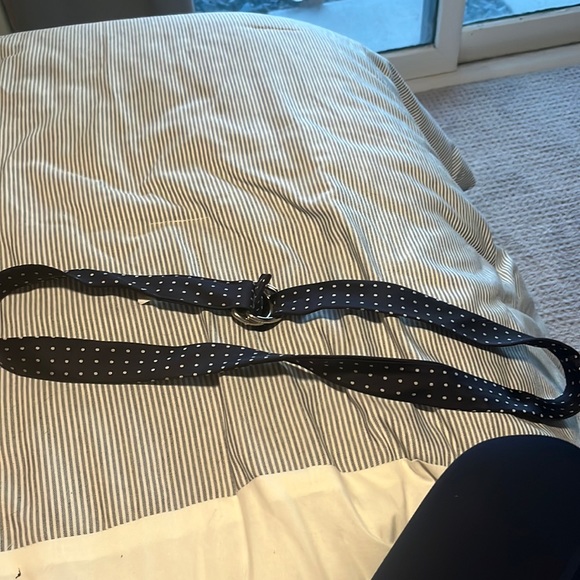 Blue belt with white polka dots